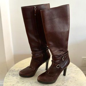 Ralph Lauren Collection - Tall Brown Leather Heeled Boots
